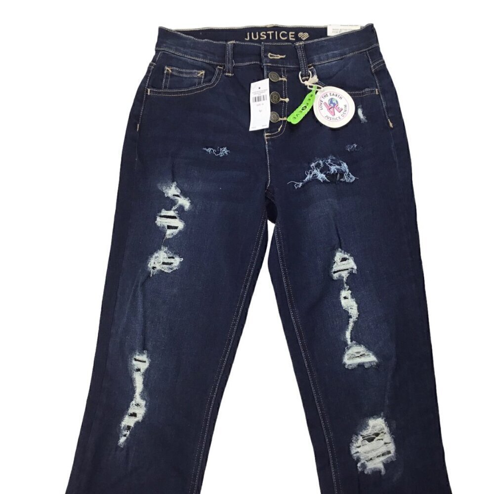 Justice Denim Jeans NWT High Rise Jegging Size 16 Repreve Distressed Dark Wash